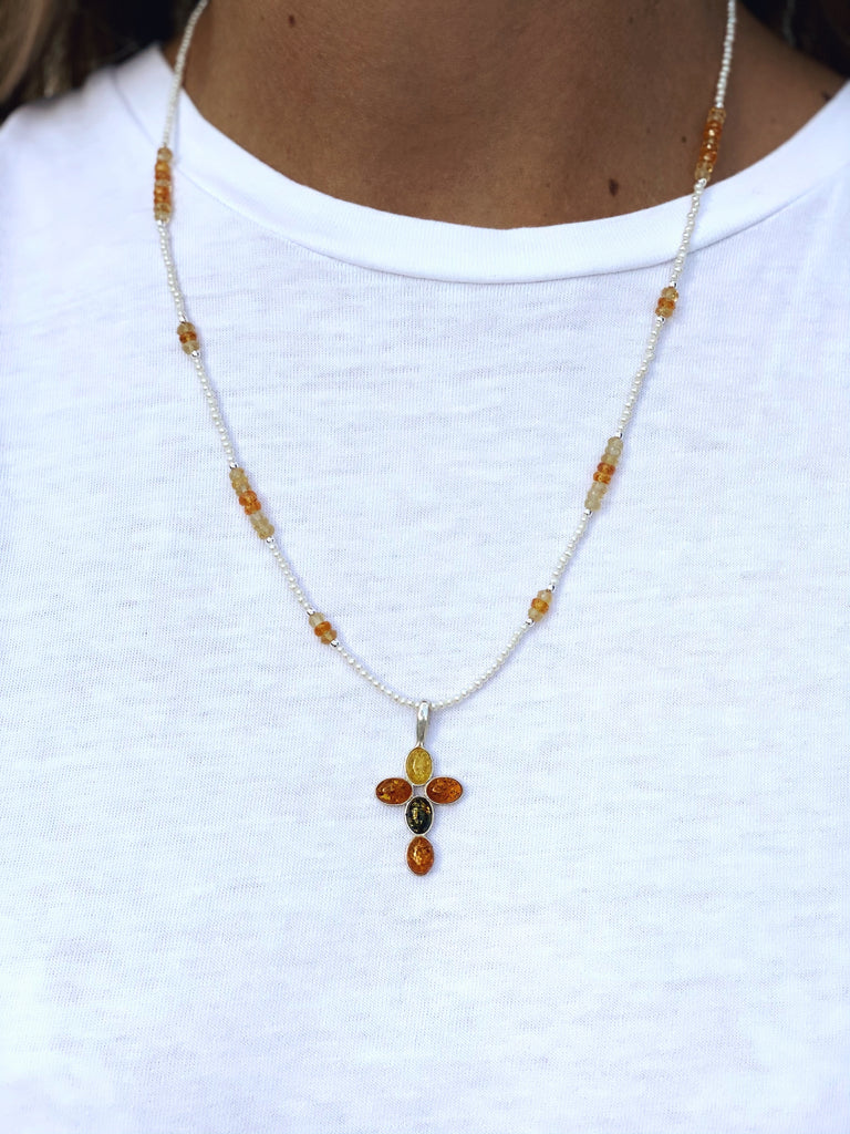 Pearly Cross Necklace